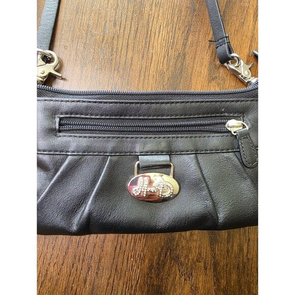 Harley-Davidson Leather Shoulder Bag Clutch Purse Rhinestone Embellished Logo - Picture 5 of 16